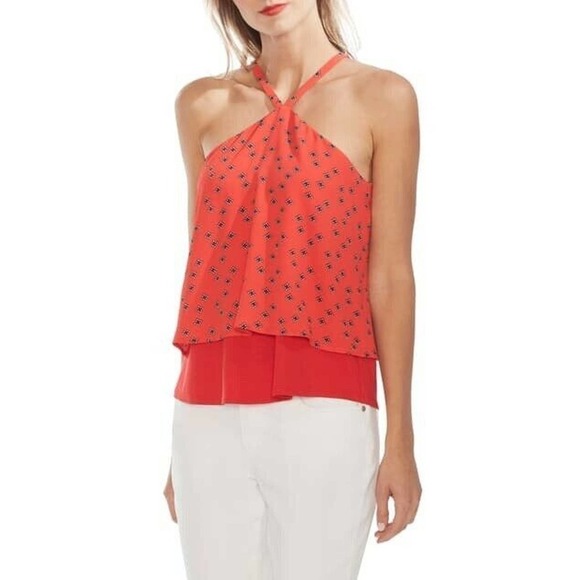 Vince Camuto Playful Foulard Layered Halter Tank - Picture 1 of 5